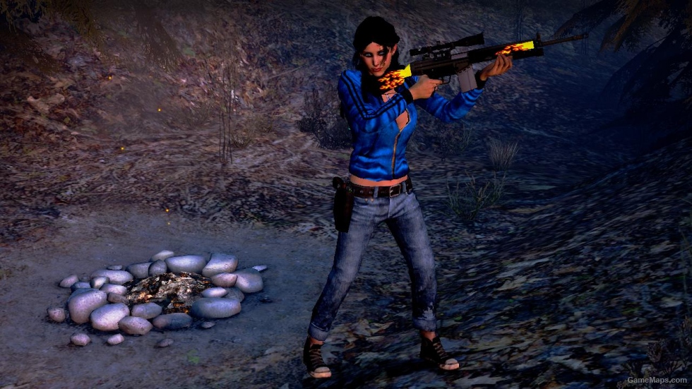 L4D1-Sexy Zoey Blue Leather Jacket