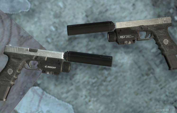 Chrome Hellsing Glock18 (silenced smg replacement)