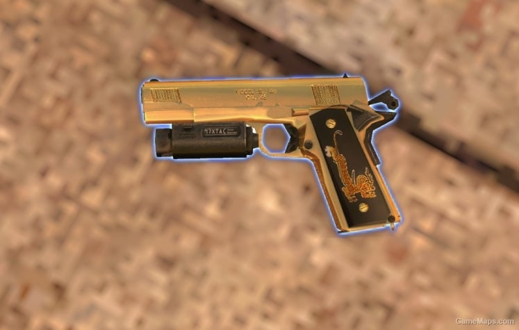Pistol, Springfield 1911 custom gold (arby26 anims)
