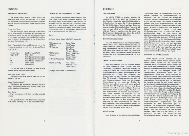 Alien Breed - Game Manual
