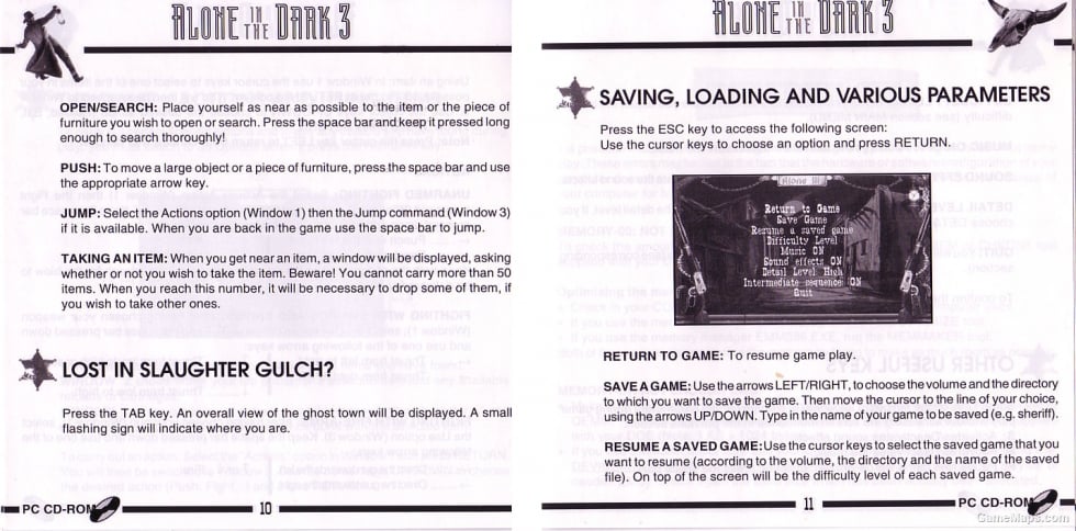 Game User Guide Official Game Manual (Tool) for Alone in the Dark 3 - GameMaps.com