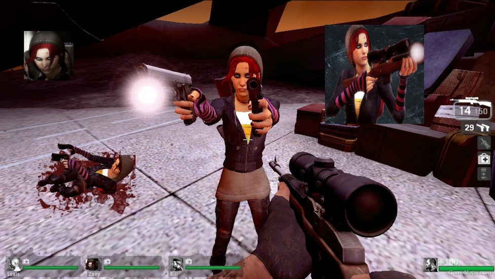 L4D1-Gutterpunk Zoey Red Hair
