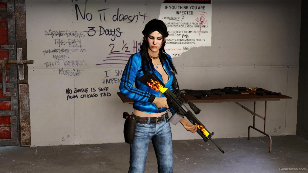 L4D1-Sexy Zoey Blue Leather Jacket