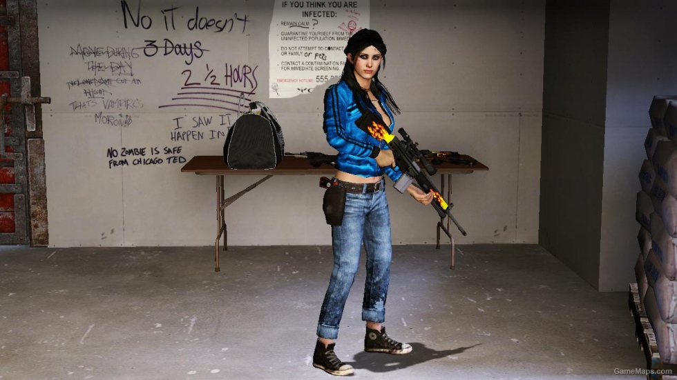 L4D1-Sexy Zoey Blue Leather Jacket