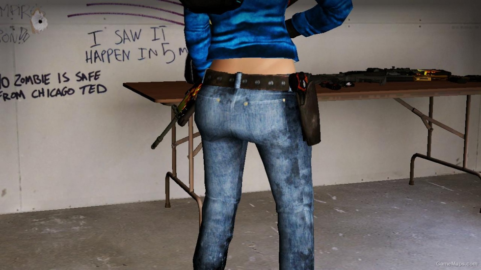 L4D1-Sexy Zoey Blue Leather Jacket