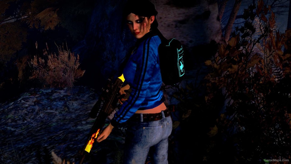 L4D1-Sexy Zoey Blue Leather Jacket