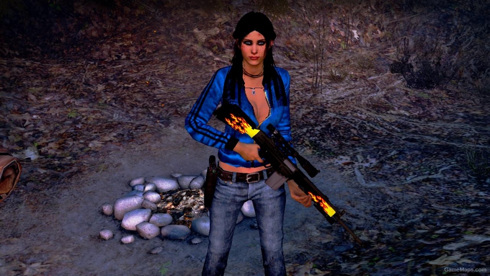L4D1-Sexy Zoey Blue Leather Jacket