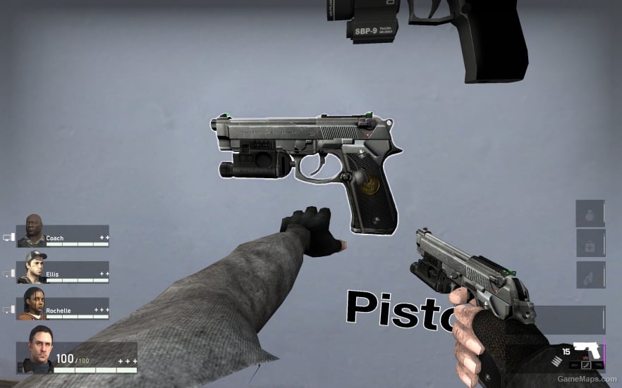 L4D1 Beretta 92FS Chrome Pistol