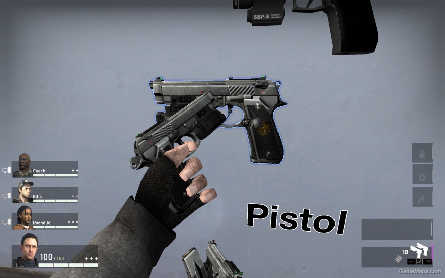 L4D1 Beretta 92FS Chrome Pistol