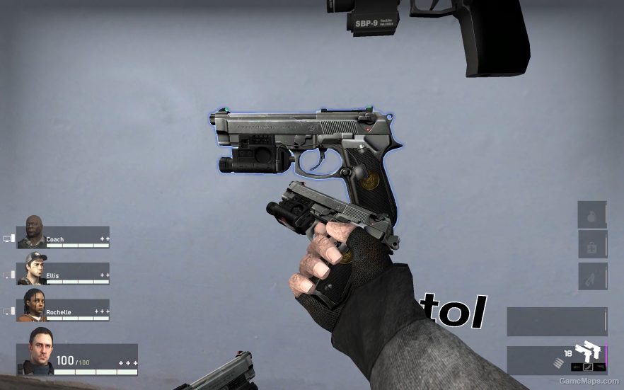 L4D1 Beretta 92FS Chrome Pistol