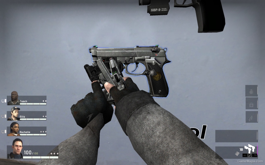 L4D1 Beretta 92FS Chrome Pistol