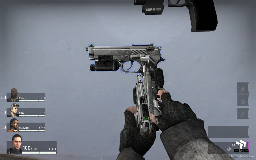 L4D1 Beretta 92FS Chrome Pistol