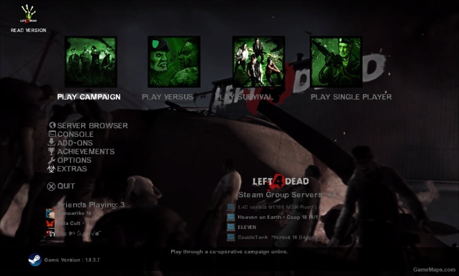 Выкидывает в главное меню. Left 4 Dead 2 меню. Left 4 Dead 2 меню игры. Лефт 4 деад 2 главное меню. Left 4 Dead 1 меню.