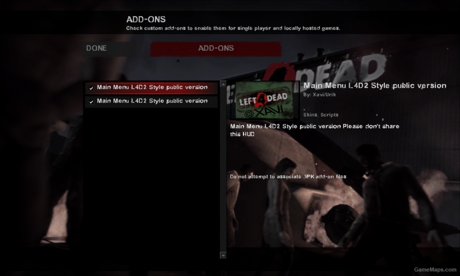 L4D2 Main Menu Style