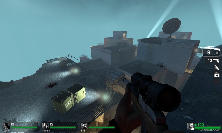 small white crosshair/dot