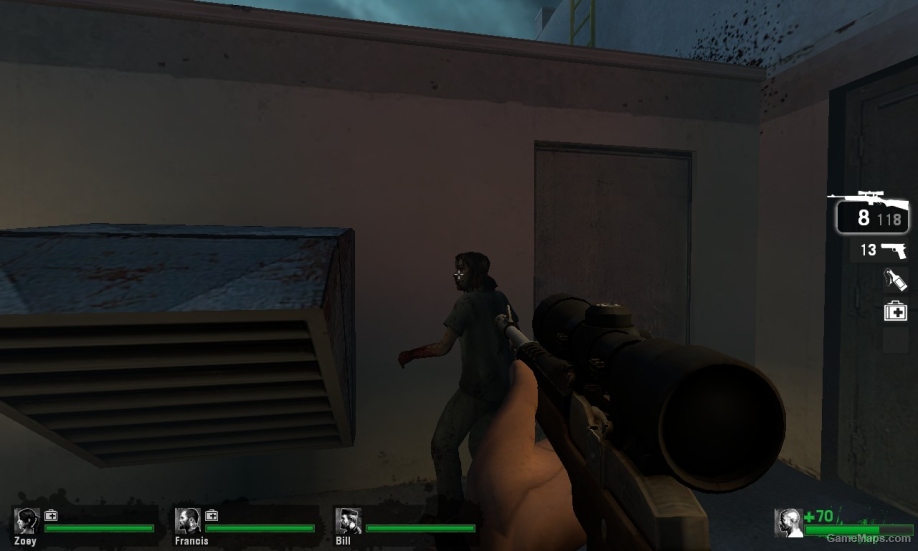 small white crosshair/dot