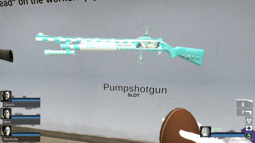 [Miku theme] Official model wood spray replacement Shotgun v5 (Pumpshotgun version)