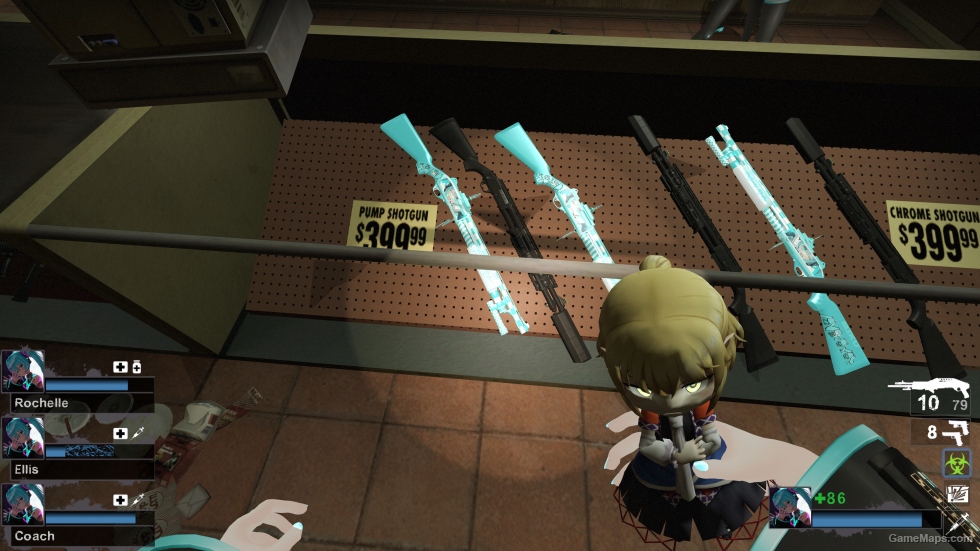 [Miku theme] Official model wood spray replacement Shotgun v5 (Pumpshotgun version)