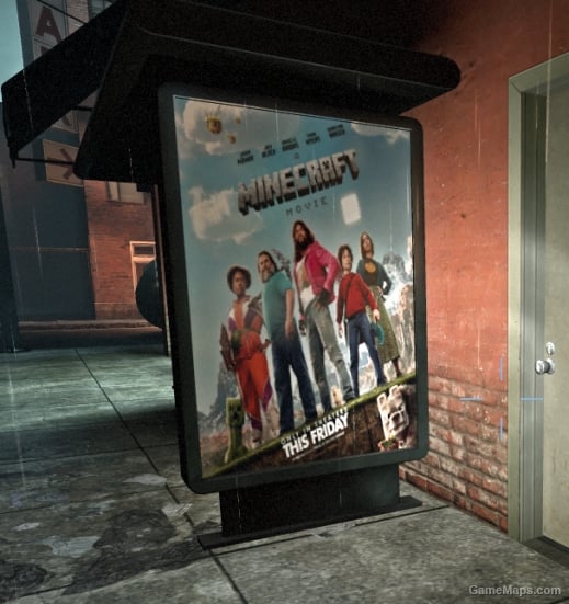 A Minecraft Movie Bus stop poster