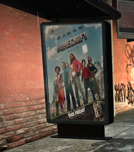 A Minecraft Movie Bus stop poster