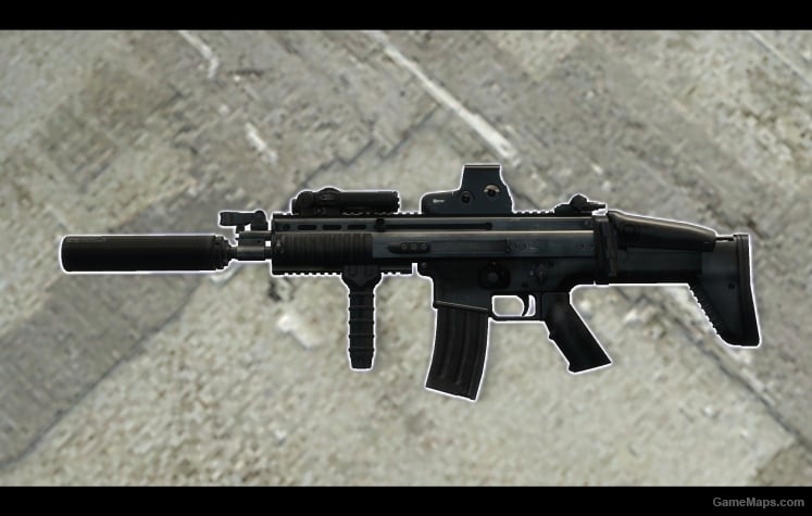 Black SCAR-L w/ EOtech, AN/PEQ, and silencer