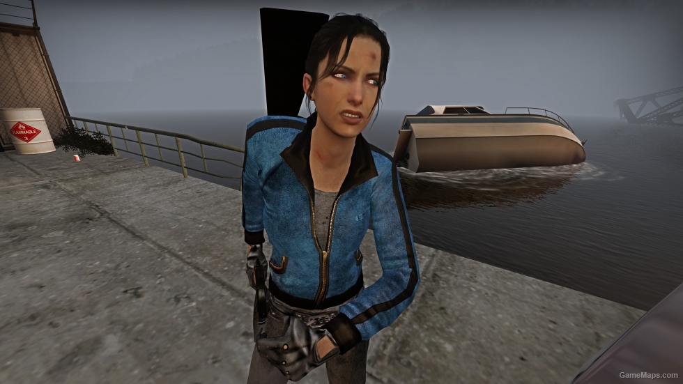 Blue Leather Coat with Driving Gloves