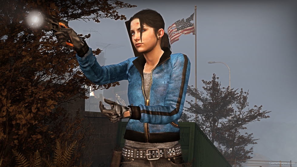 Blue Leather Coat with Driving Gloves