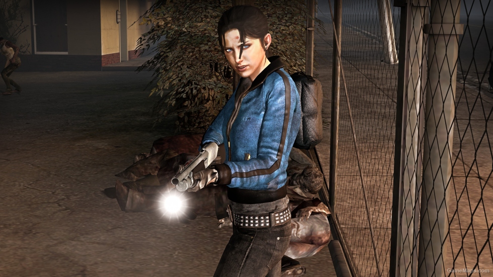 Blue Leather Coat with Driving Gloves