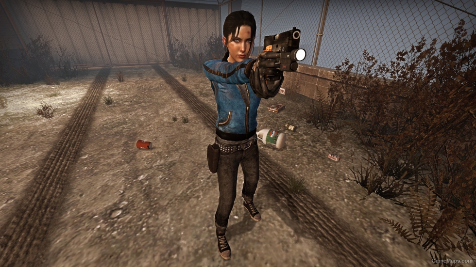 Blue Leather Coat with Driving Gloves