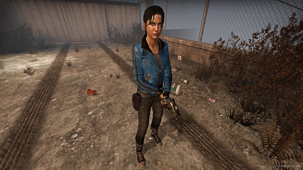Blue Leather Coat with Driving Gloves