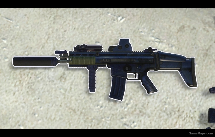 Blue SCAR-L w/ EOTech, AN/PEQ and silencer