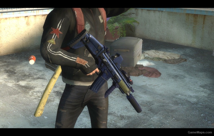 Blue SCAR-L w/ EOTech, AN/PEQ and silencer