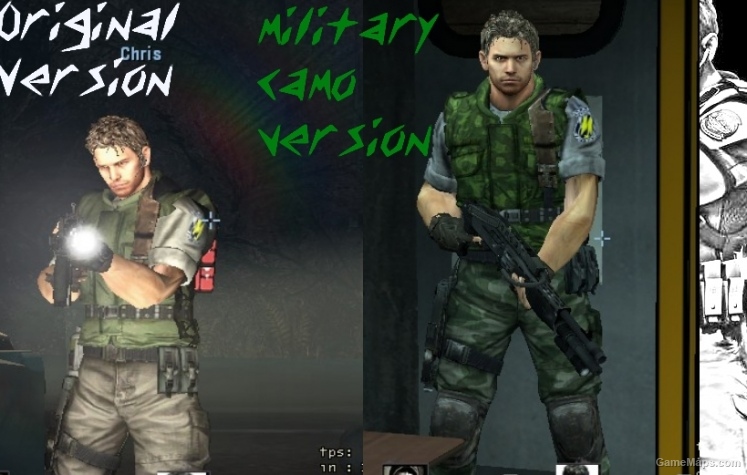 Chris Redfield Military Camo, Name & HUD Icons