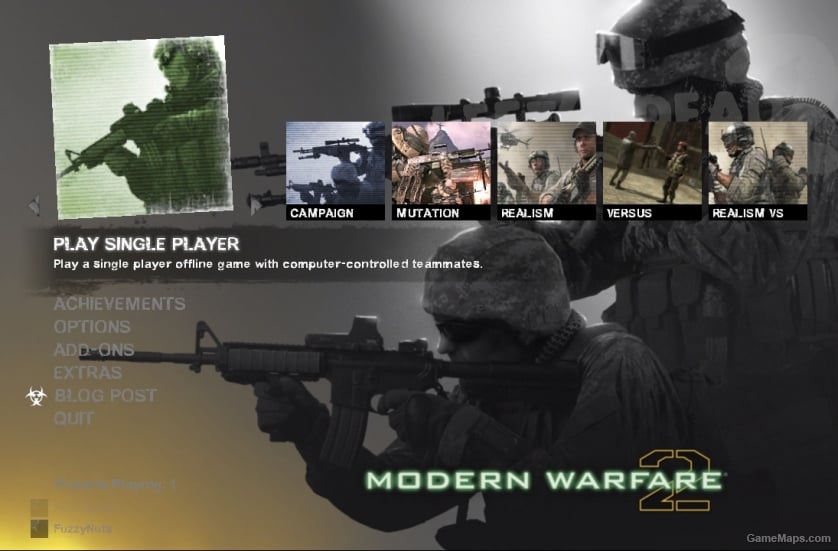 CoD Modern Warfare themed main menu