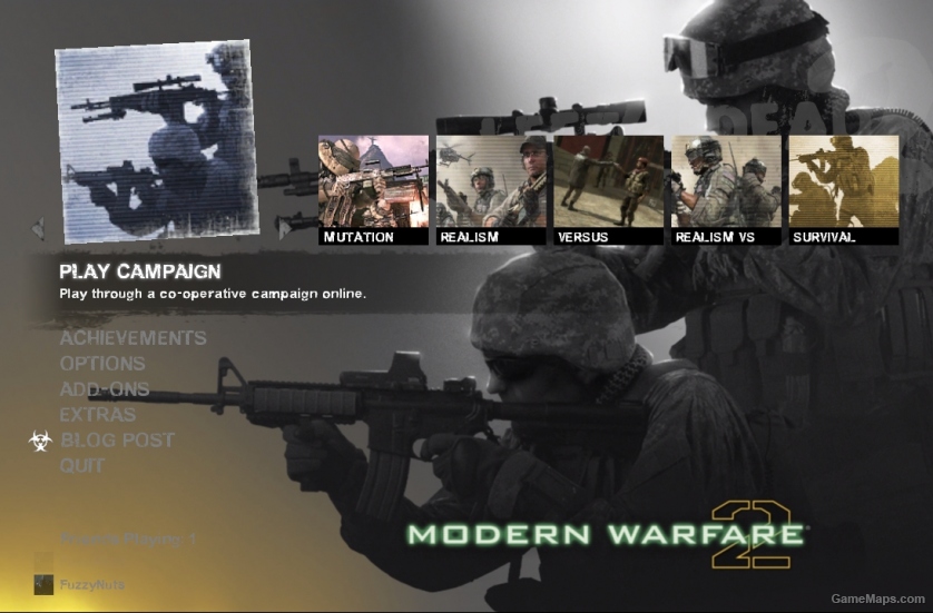 CoD Modern Warfare themed main menu