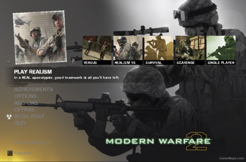 CoD Modern Warfare themed main menu