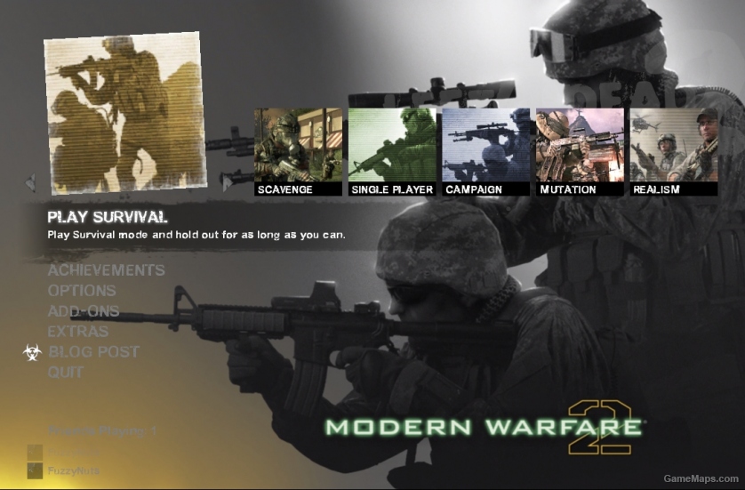 CoD Modern Warfare themed main menu