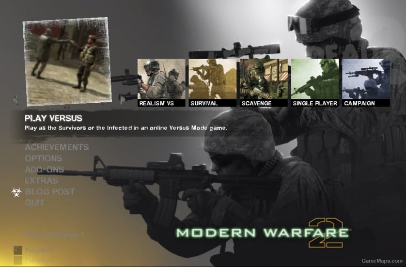CoD Modern Warfare themed main menu