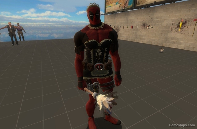 Deadpool French Maid Outfit + 2 Weapons