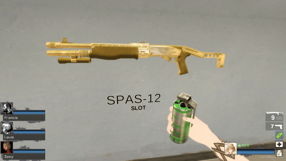 Default Gold Combat Shotgun Pump Action Unfolded (SPAS-12)