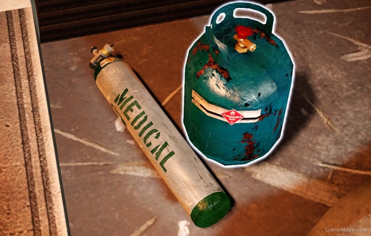 Detailed Rusty Jerrycans, Propane and Oxygen Tanks