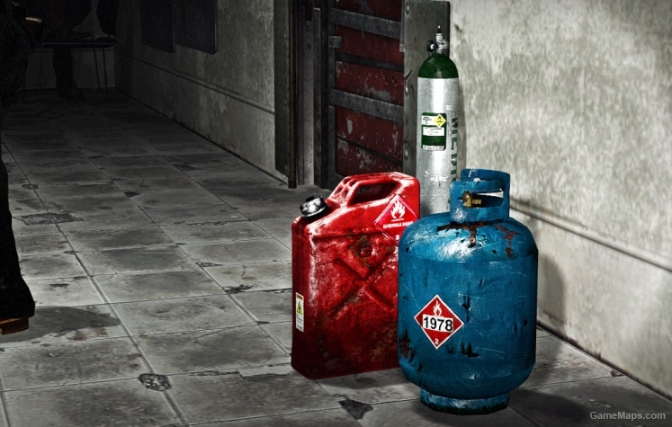 Detailed Rusty Jerrycans, Propane and Oxygen Tanks