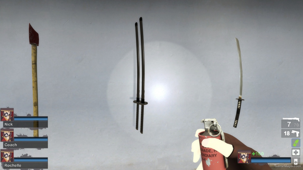 Dual Black Katana on CinnabarFlail's dual blade anims v4 (Machete)