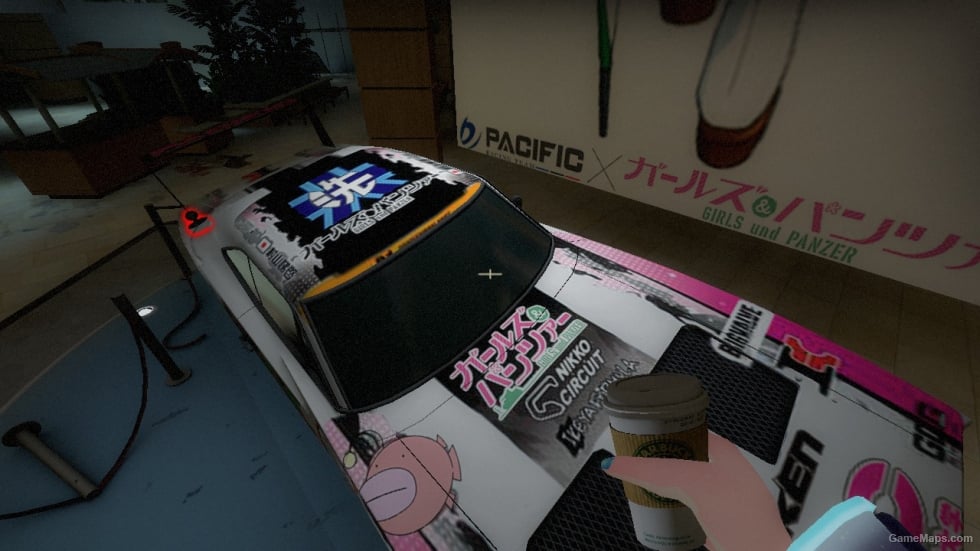 Girls und Panzer racing car & posters in Dead center