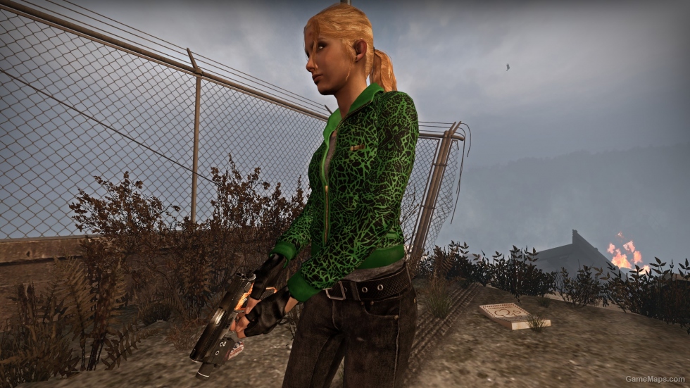 Green And Black Web Zoey Coat With Gloves