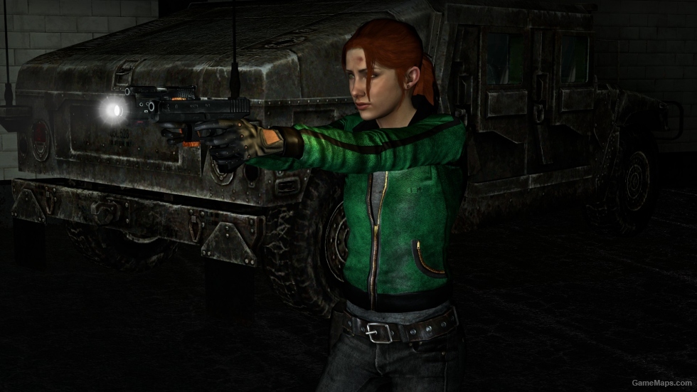 Green Leather Coat with Driving Gloves