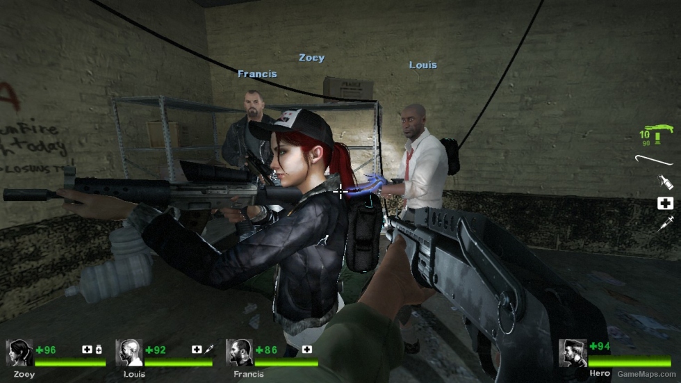 L4D2 White lie Zoey skin Episode 2 part 4