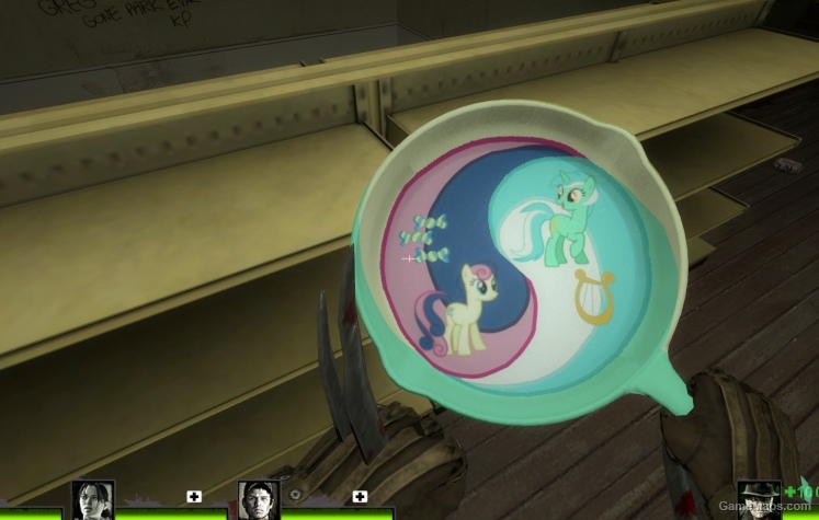 Lyra and Bonbon frying pan (and the pinkie axe)