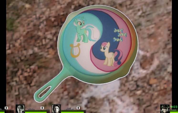 Lyra and Bonbon frying pan (and the pinkie axe)