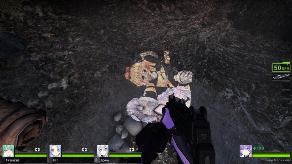 Peashy & Plutia Flashlight Ver.1 - Ground, sideways with SMG Peashy & Plutia Flashlight Ver.1